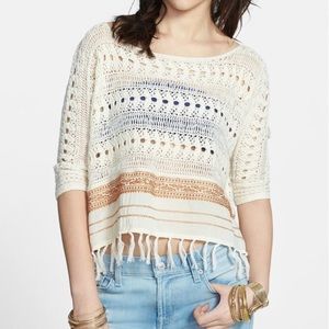 Free People | Crochet Fringe Boho Pullover